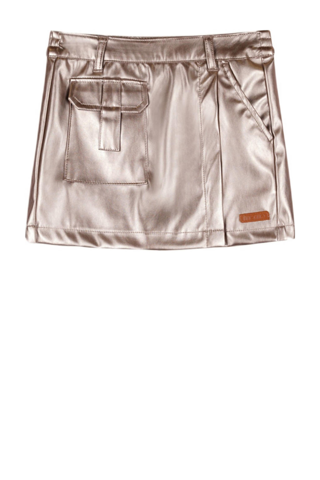 Bruine meisjes NONO imitatieleer skort met regular fit, elastische tailleband en effen