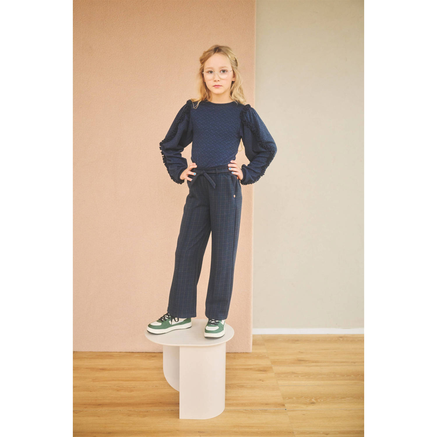 NONO regular fit broek Sayla donkerblauw