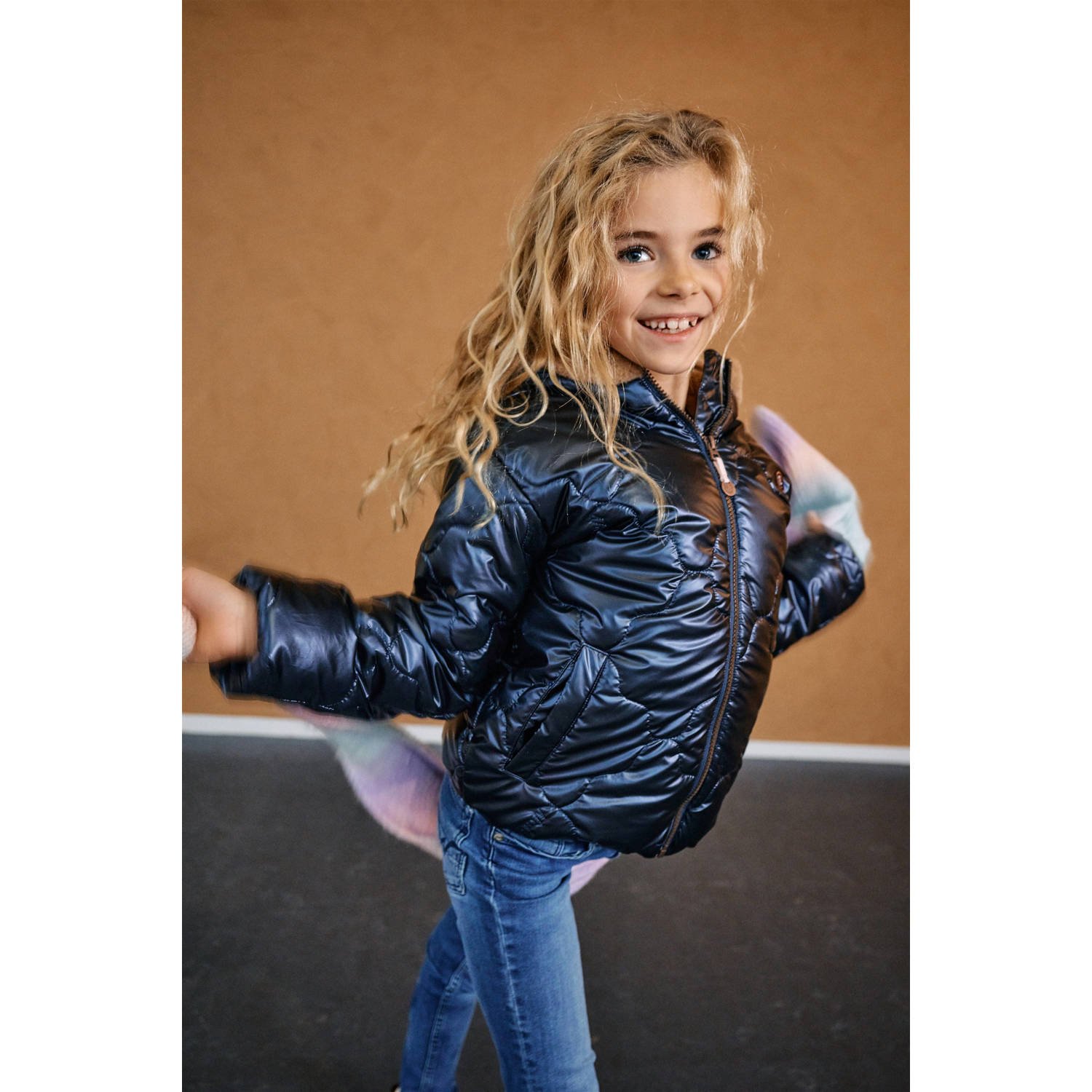 NONO gewatteerde winterjas Bee donkerblauw