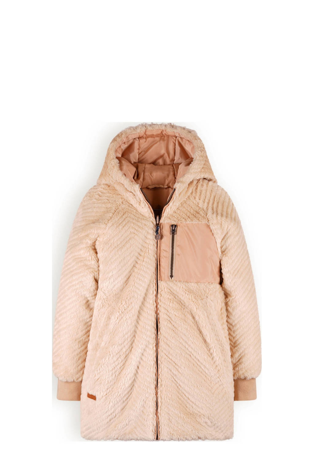 NONO reversible gewatteerde winterjas Baybee beige/poederroze