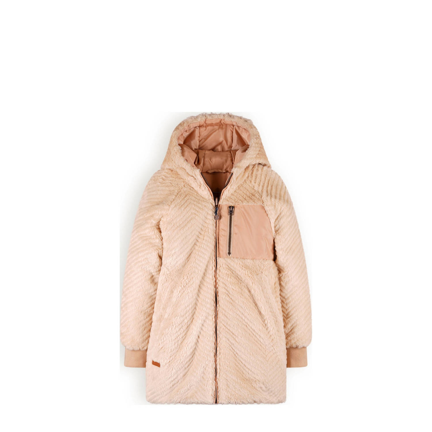 NONO reversible gewatteerde winterjas Baybee beige poederroze