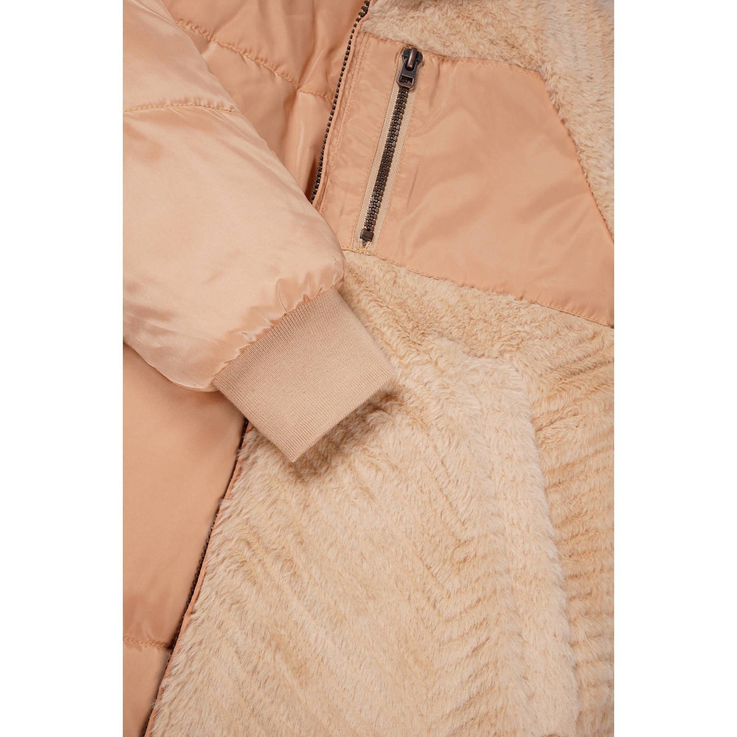 NONO reversible gewatteerde winterjas Baybee beige poederroze