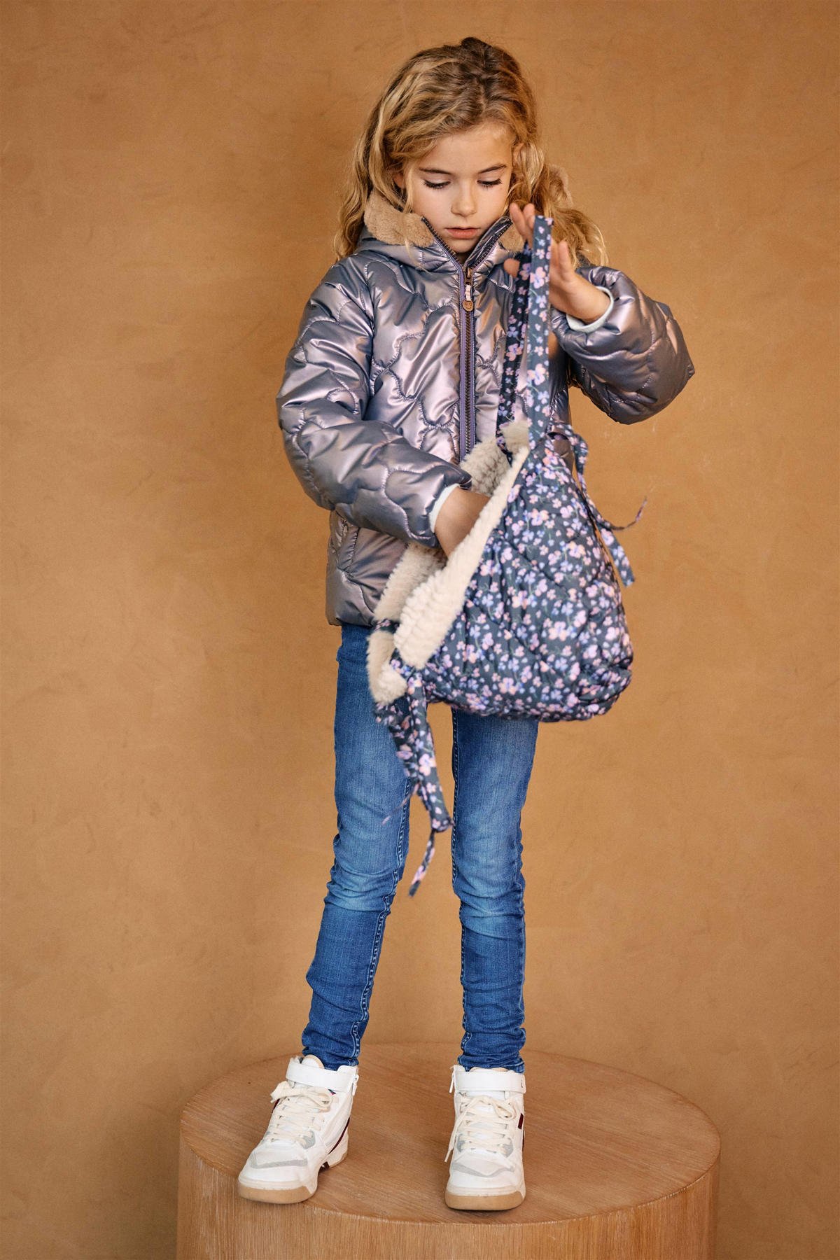 NONO gewatteerde winterjas Bee zachtroze metallic wehkamp