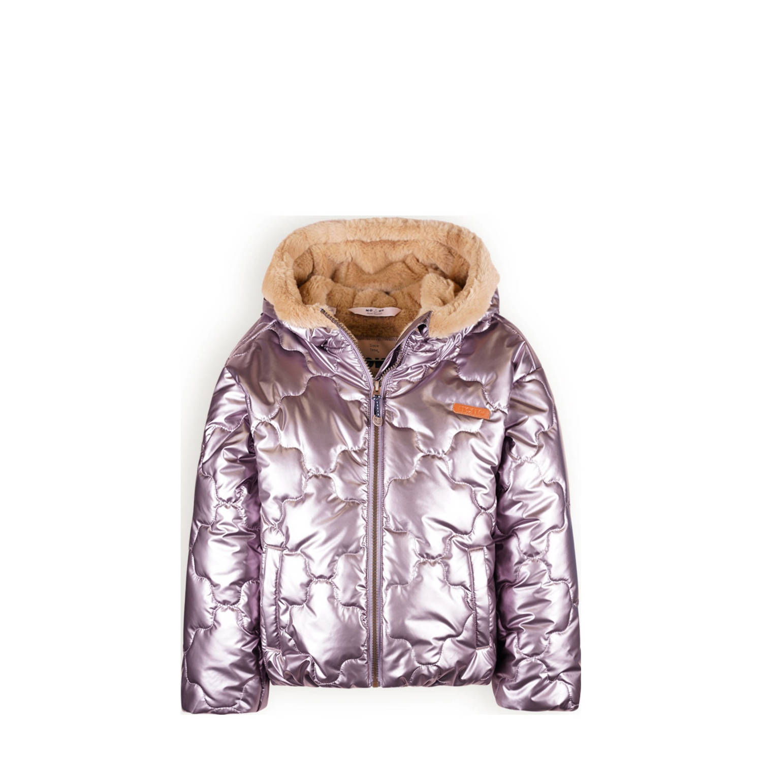 NONO gewatteerde winterjas Bee zachtroze metallic Meisjes Polyester Capuchon 158 164