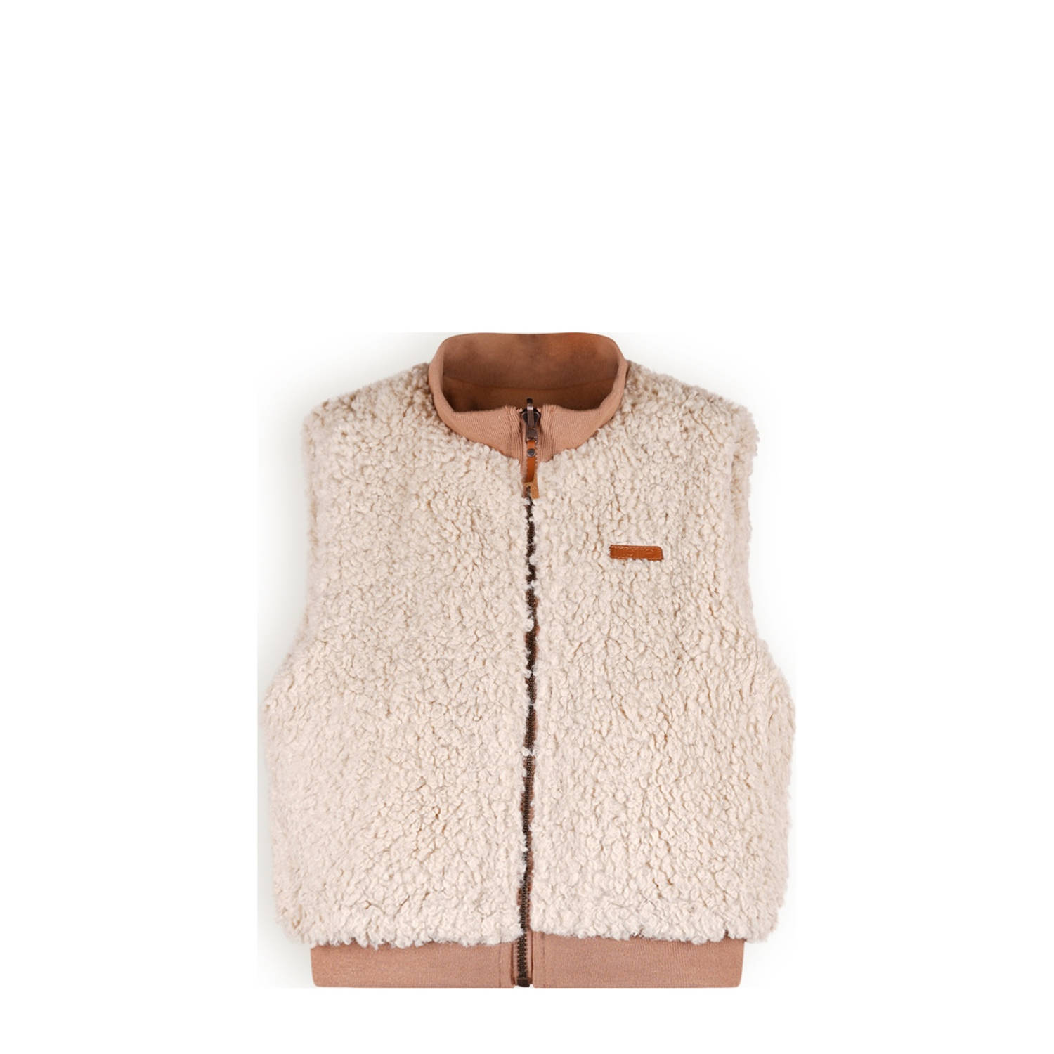 NONO reversible teddy bodywarmer Kenna ecru lichtbruin
