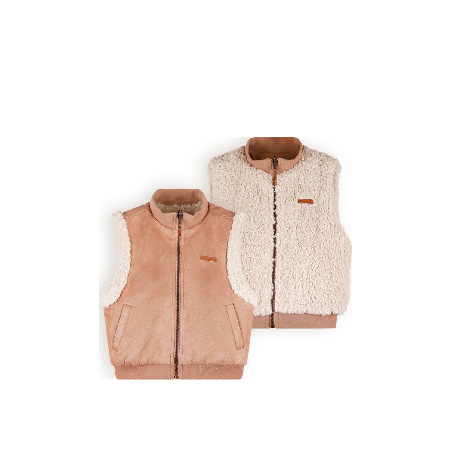 NONO reversible teddy bodywarmer Kenna ecru lichtbruin