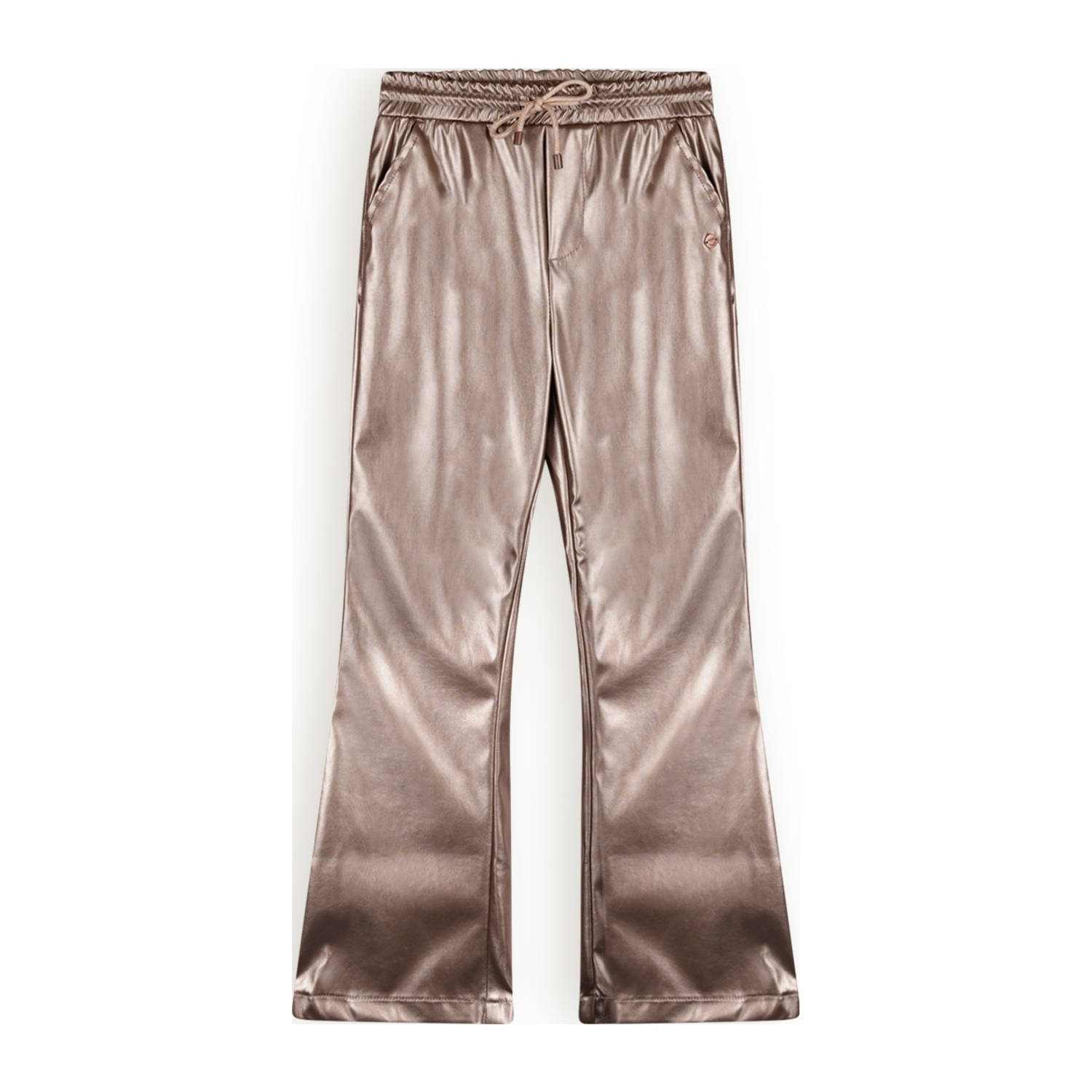 NONO imitatieleren bootcut broek Suna zand metallic