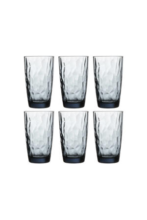 Longdrinkglazen Diamond - Blauw - 470 ml - 6 stuks