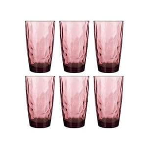Longdrinkglazen Diamond - Paars - 470 ml - 6 stuks