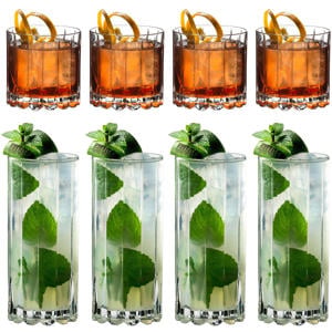 Glazenset Cocktail & Whiskey Rocks & Highballs - 8 stuks