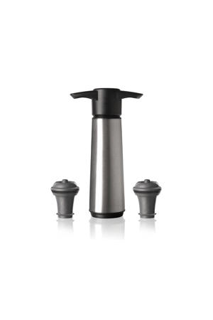 Wijnpomp met 2 wijnstoppers - Wine Saver RVS - Zilver