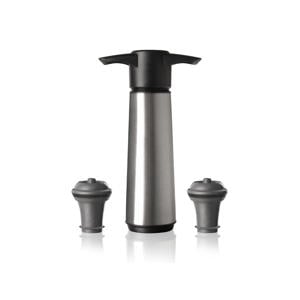 Wijnpomp met 2 wijnstoppers - Wine Saver RVS - Zilver