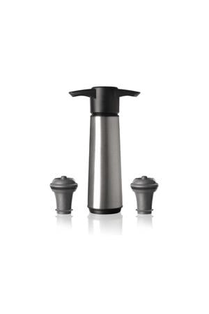 Wijnpomp met 2 wijnstoppers - Wine Saver RVS - Zilver
