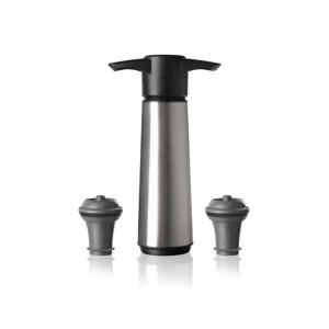 Wijnpomp met 2 wijnstoppers - Wine Saver RVS - Zilver