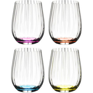 Tumbler Glas optical Happy O - Ribbel - 337 ml - 4 stuks