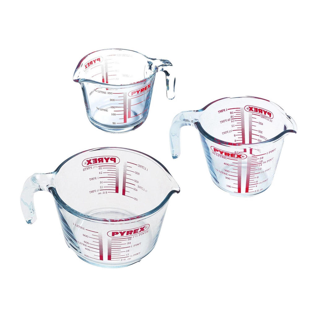 Pyrex Maatbeker Set Classic Prepware (250 ml, 500 ml & 1 liter) - 3 ...