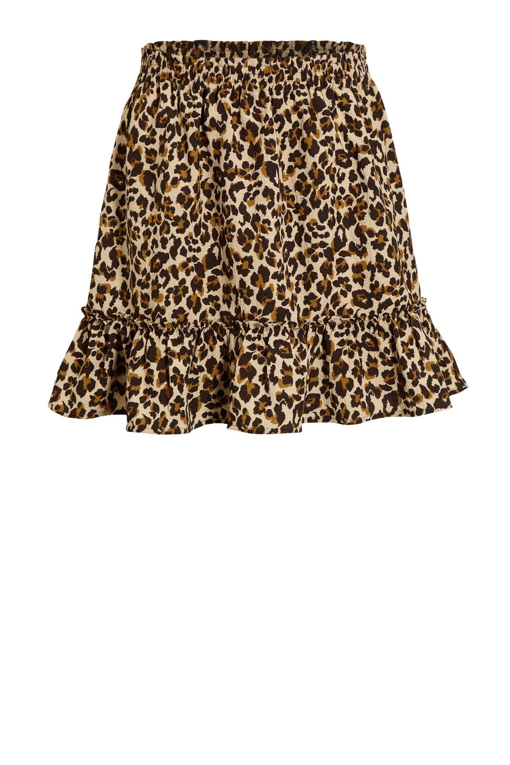 Beige meisjes Orange Stars rok Riv panterprint gemaakt van polyester en met elastische tailleband