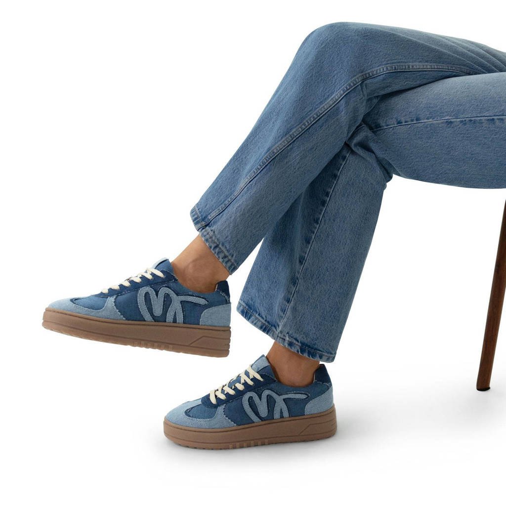 Manfield denim sneakers blauw wehkamp