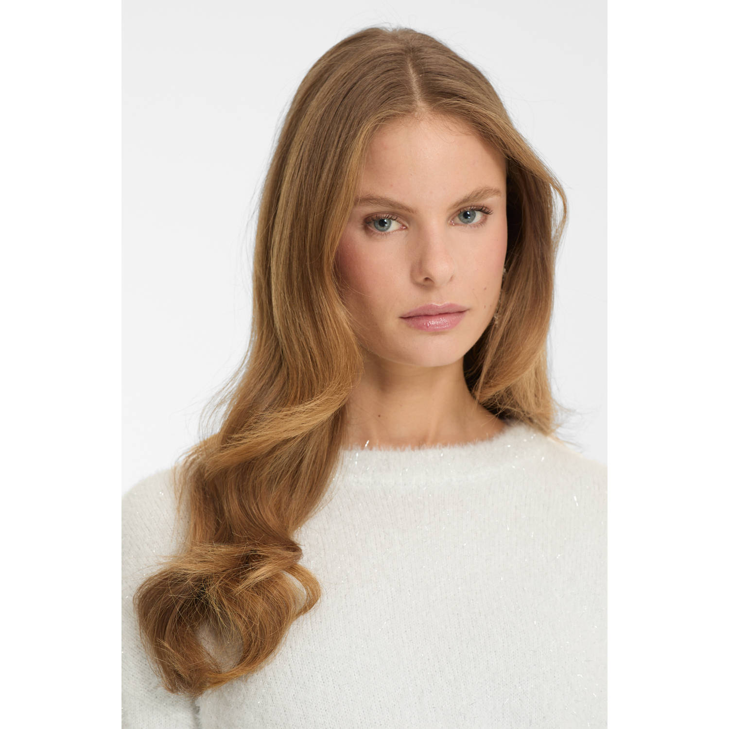 anytime trui met lurex off-white zilver