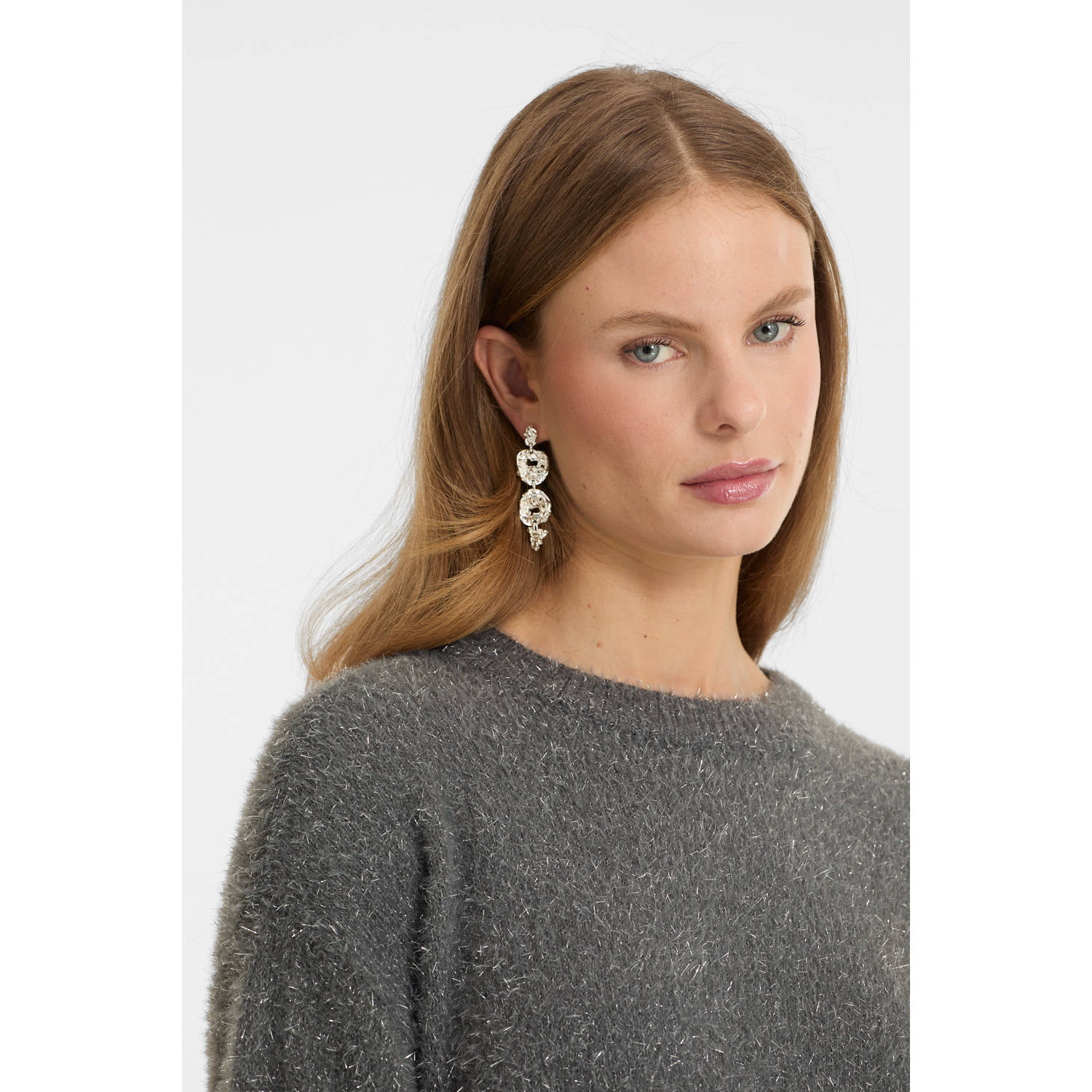 anytime trui met lurex grijs zilver