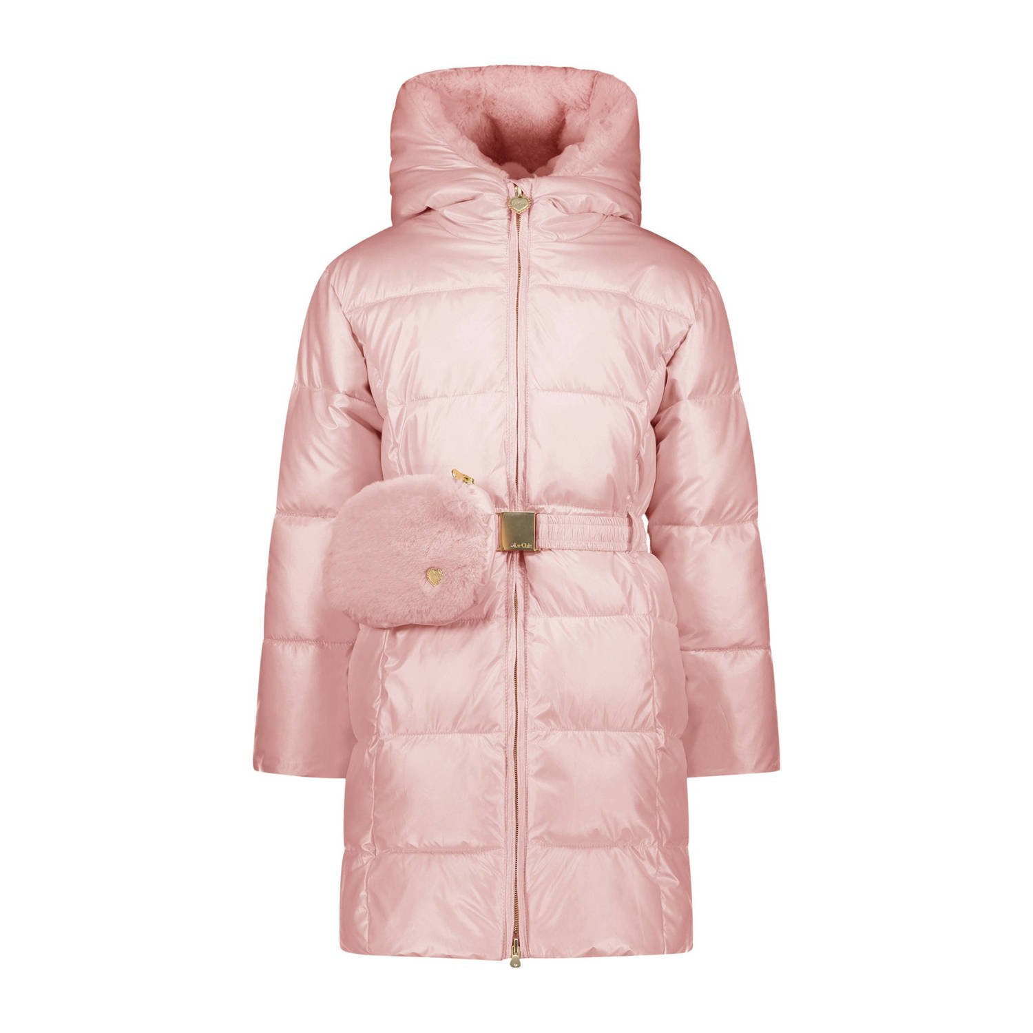 Le Chic gewatteerde winterjas BIRDO roze Meisjes Polyester Capuchon Effen 128