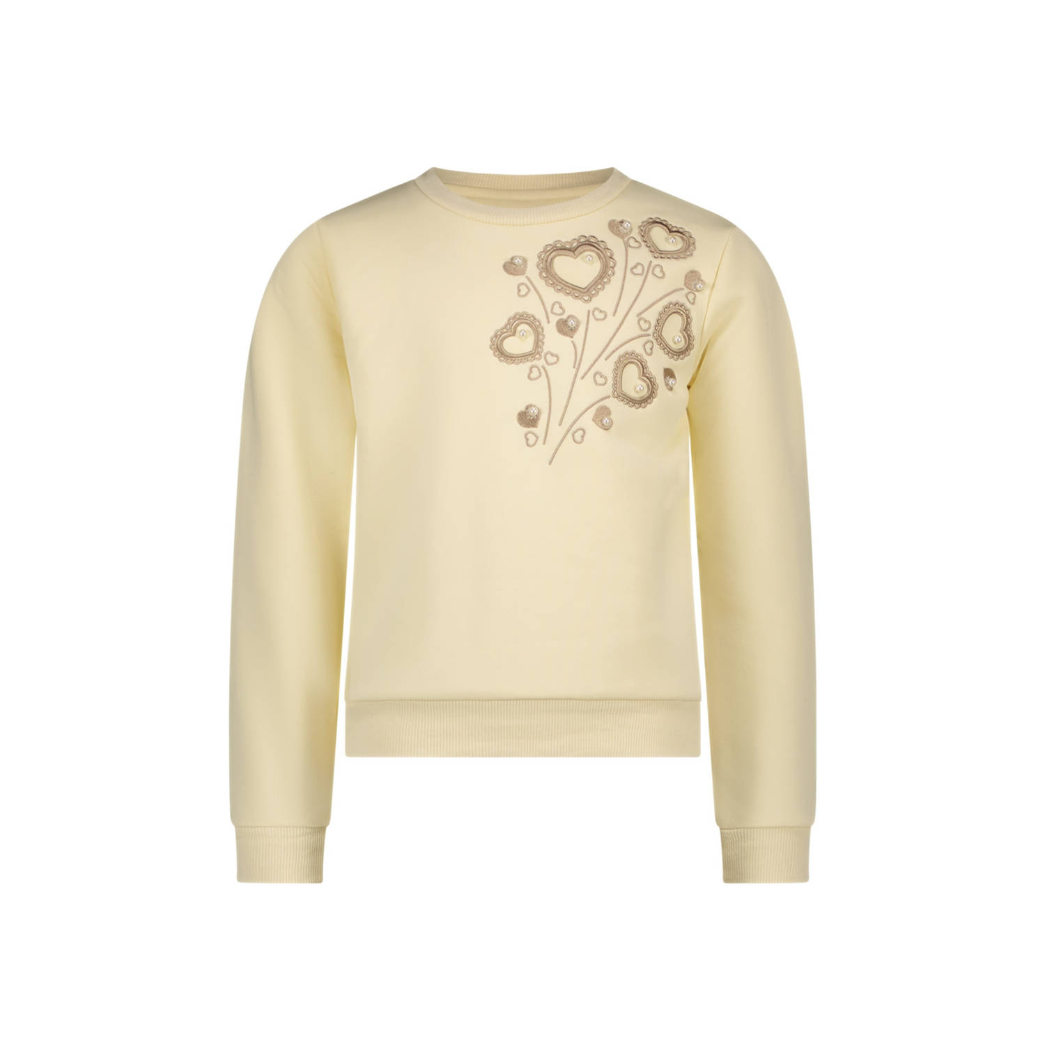 Le Chic sweater ODETTE met printopdruk en borduursels creme