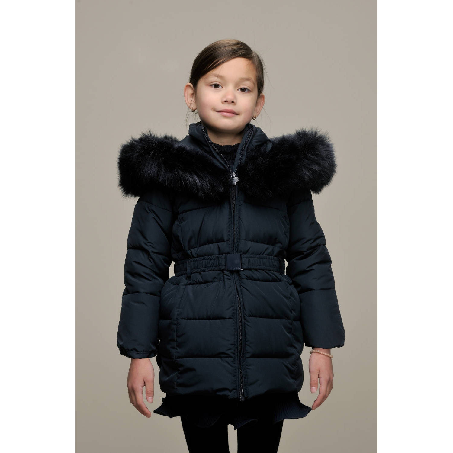 Le Chic gewatteerde winterjas BODETTE donkerblauw Meisjes Polyester Capuchon 104