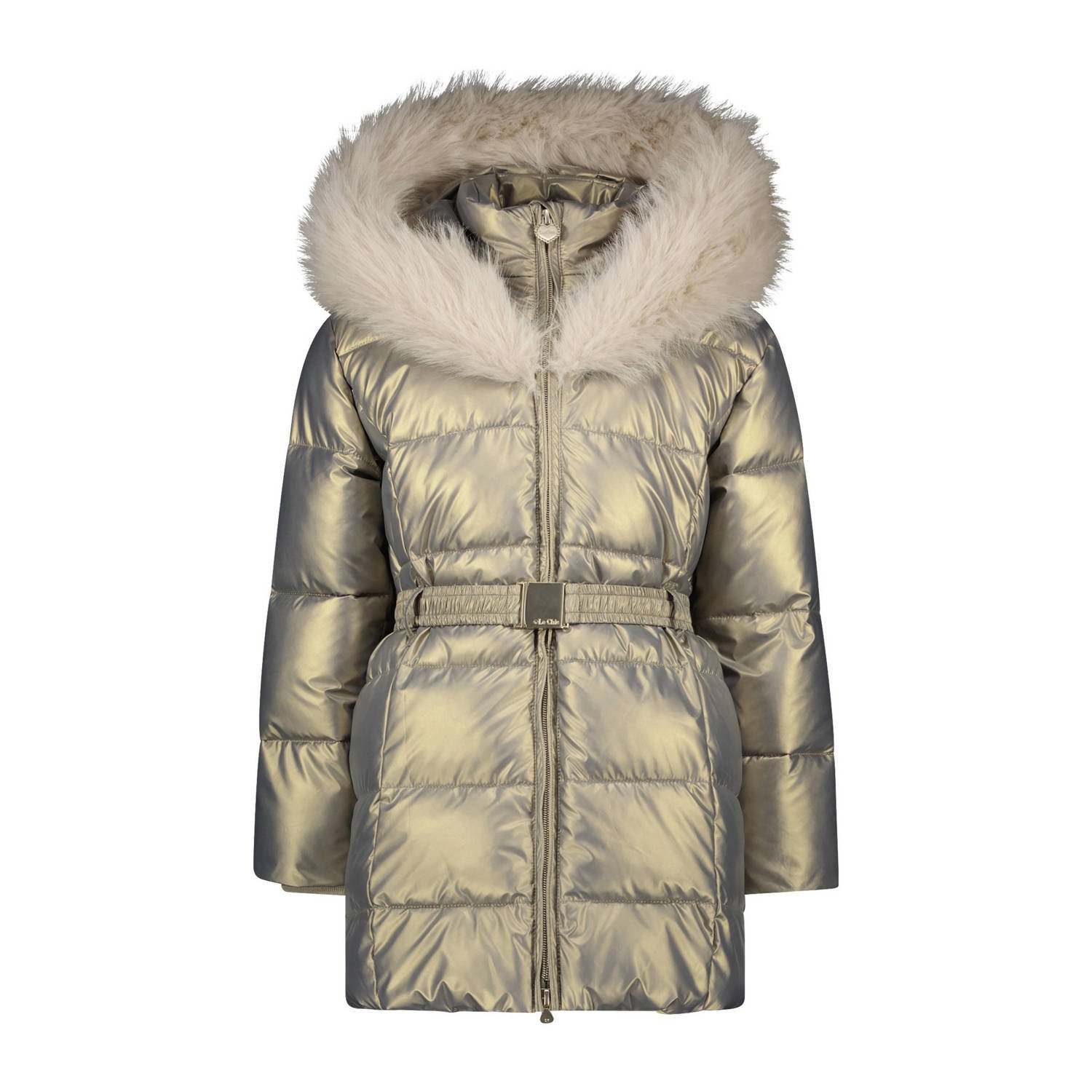 Le Chic gewatteerde winterjas BODETTE goud Meisjes Polyester Capuchon Effen 128