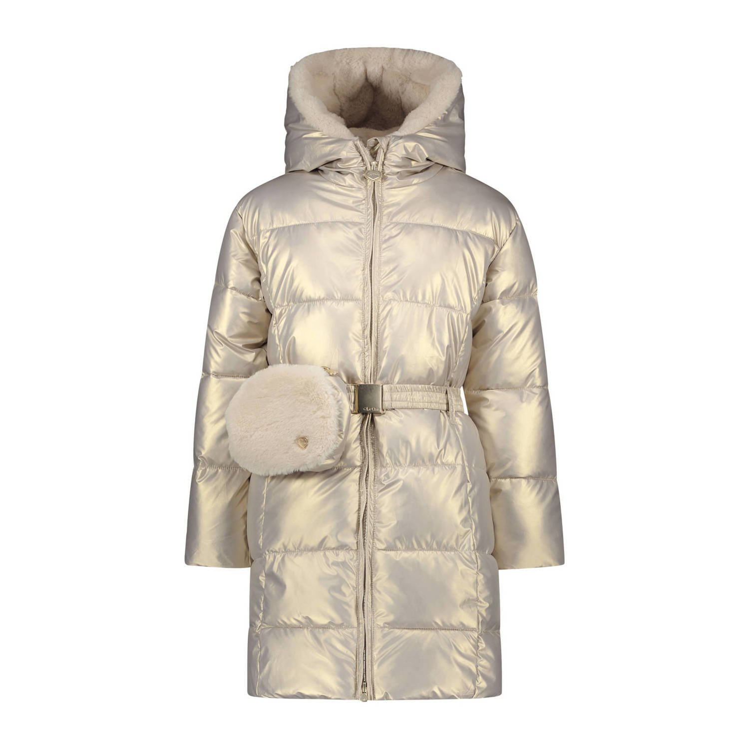 Le Chic gewatteerde winterjas BIRDO goudbeige Meisjes Polyester Capuchon 152