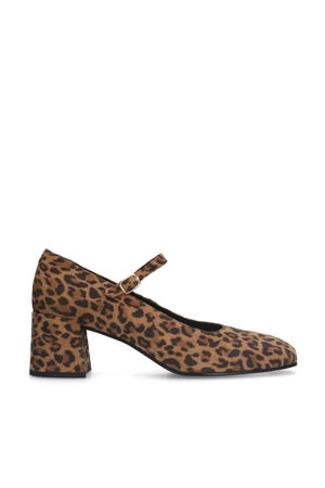suède pumps met panterprint beige/bruin