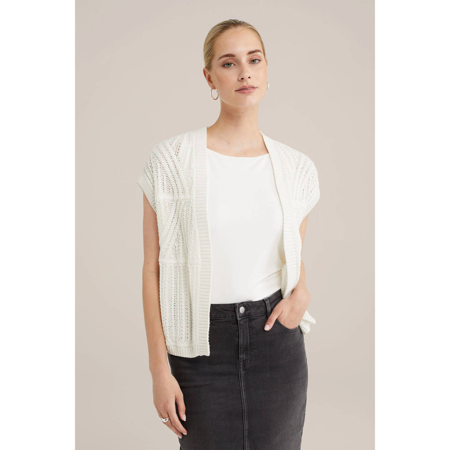 WE Fashion gebreid vest ecru