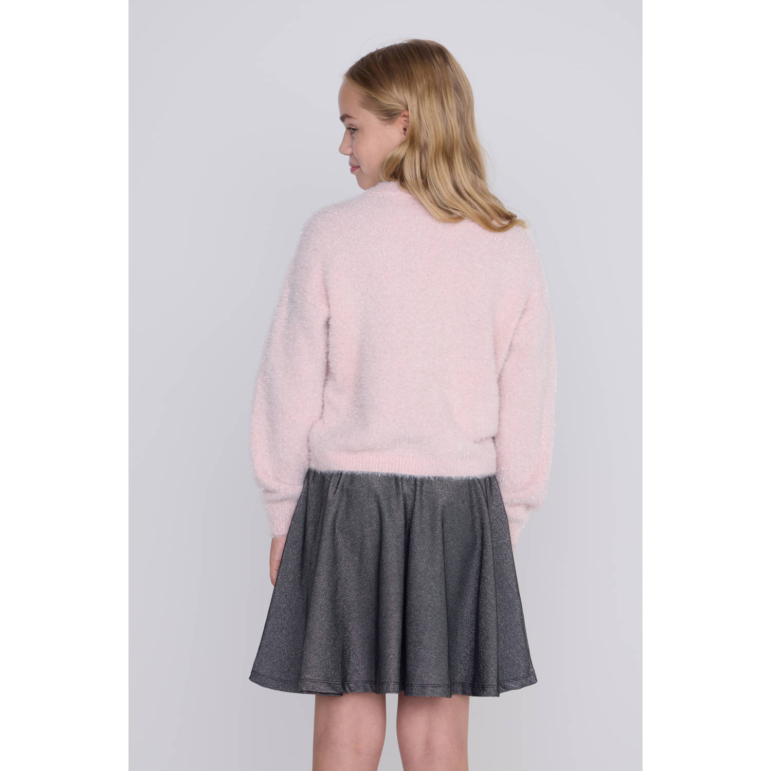 Coolcat gebreide trui Fleur roze zilver