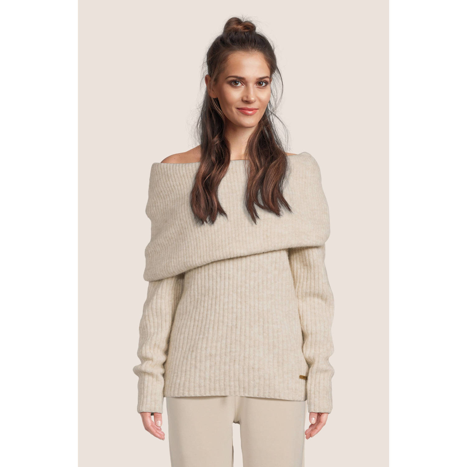 Moscow wollen gebreide trui beige