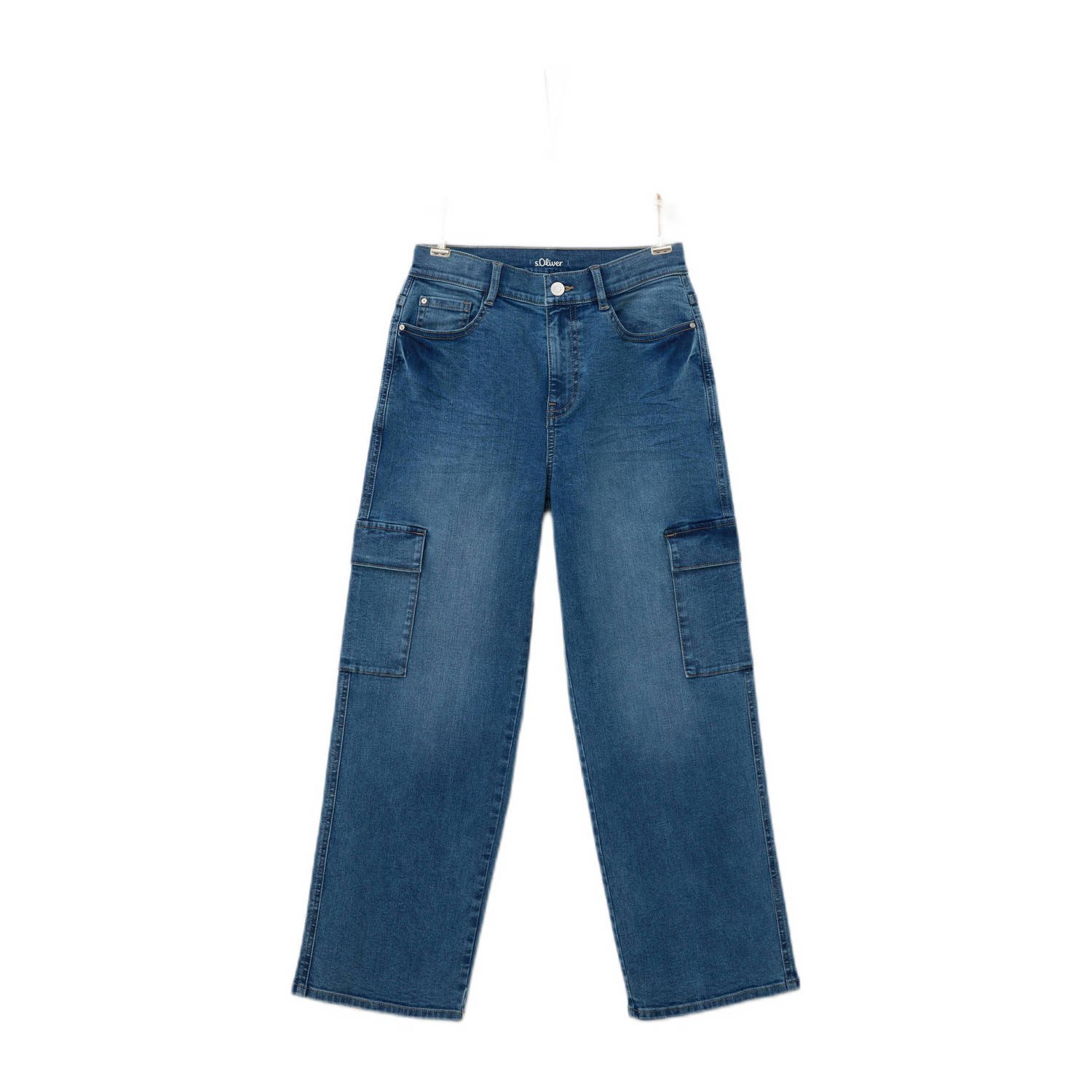 S.Oliver wide leg jeans medium blue denim Blauw 140