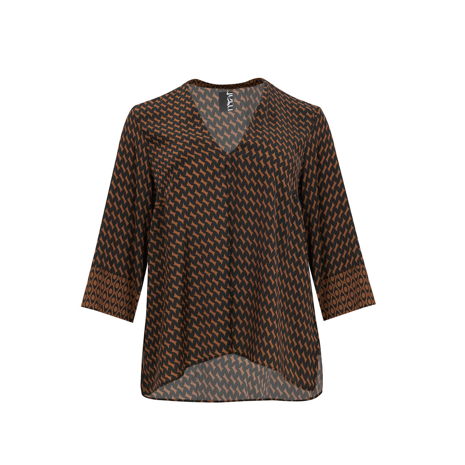 Mat Fashion top met all over print zwart bruin