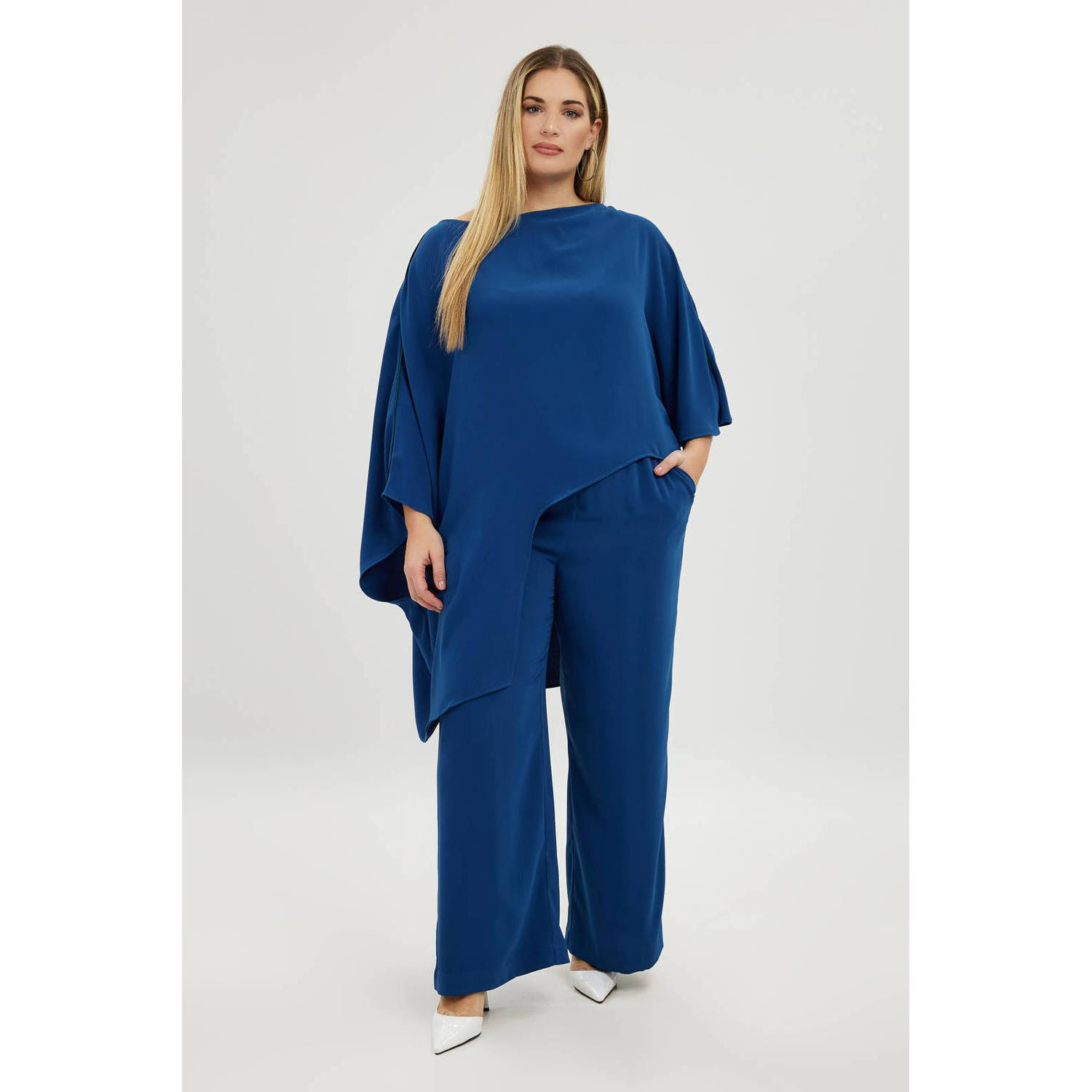 Mat Fashion asymmetrische top blauw