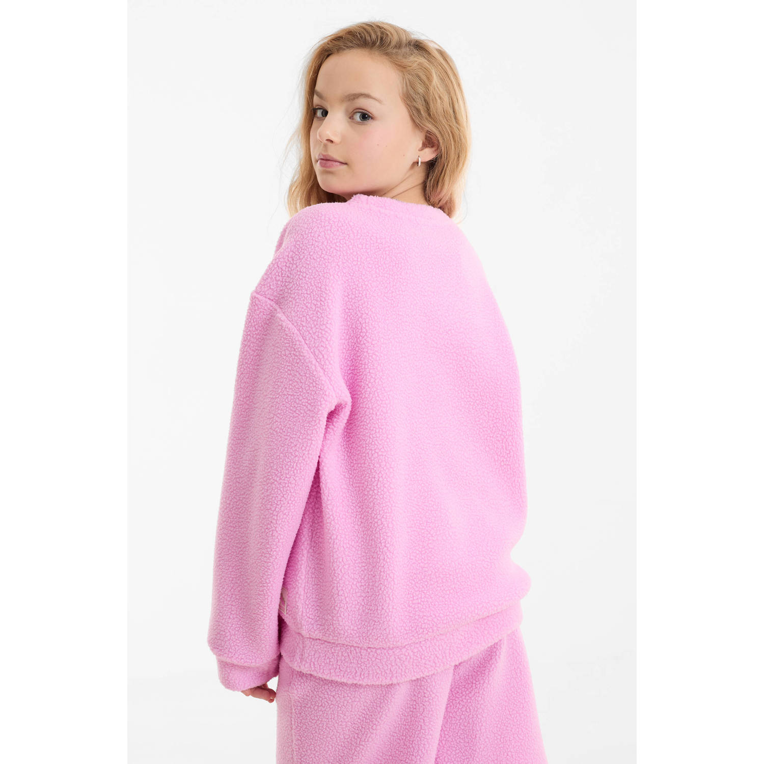anytime teddy fleece trui roze