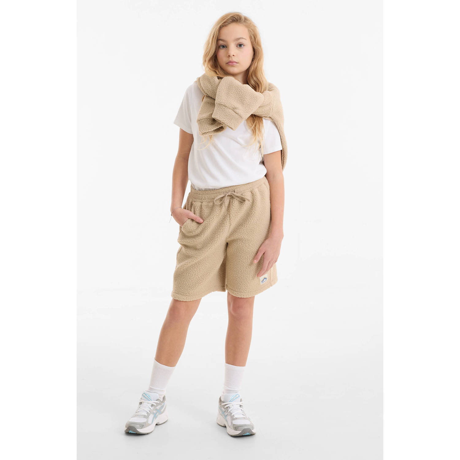 Anytime teddy fleece short beige