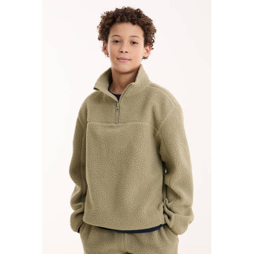 anytime teddy fleece schipperstrui khaki afbeelding