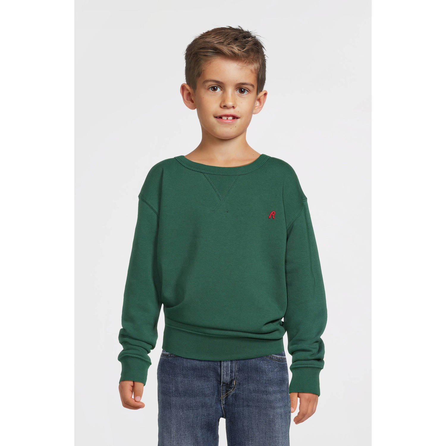 Replay sweater groen Jongens Katoen Ronde hals Effen 116