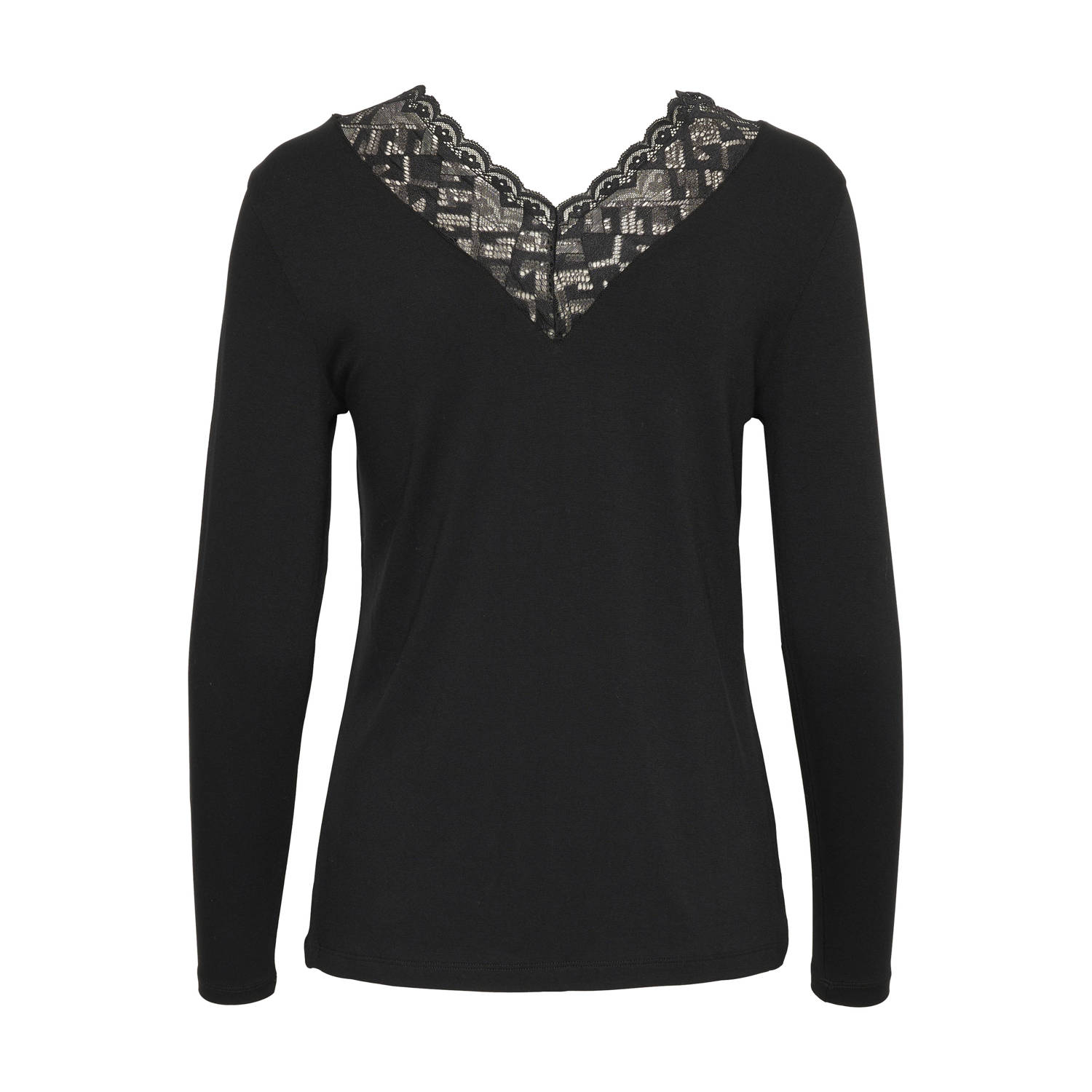 Cream top met kant zwart