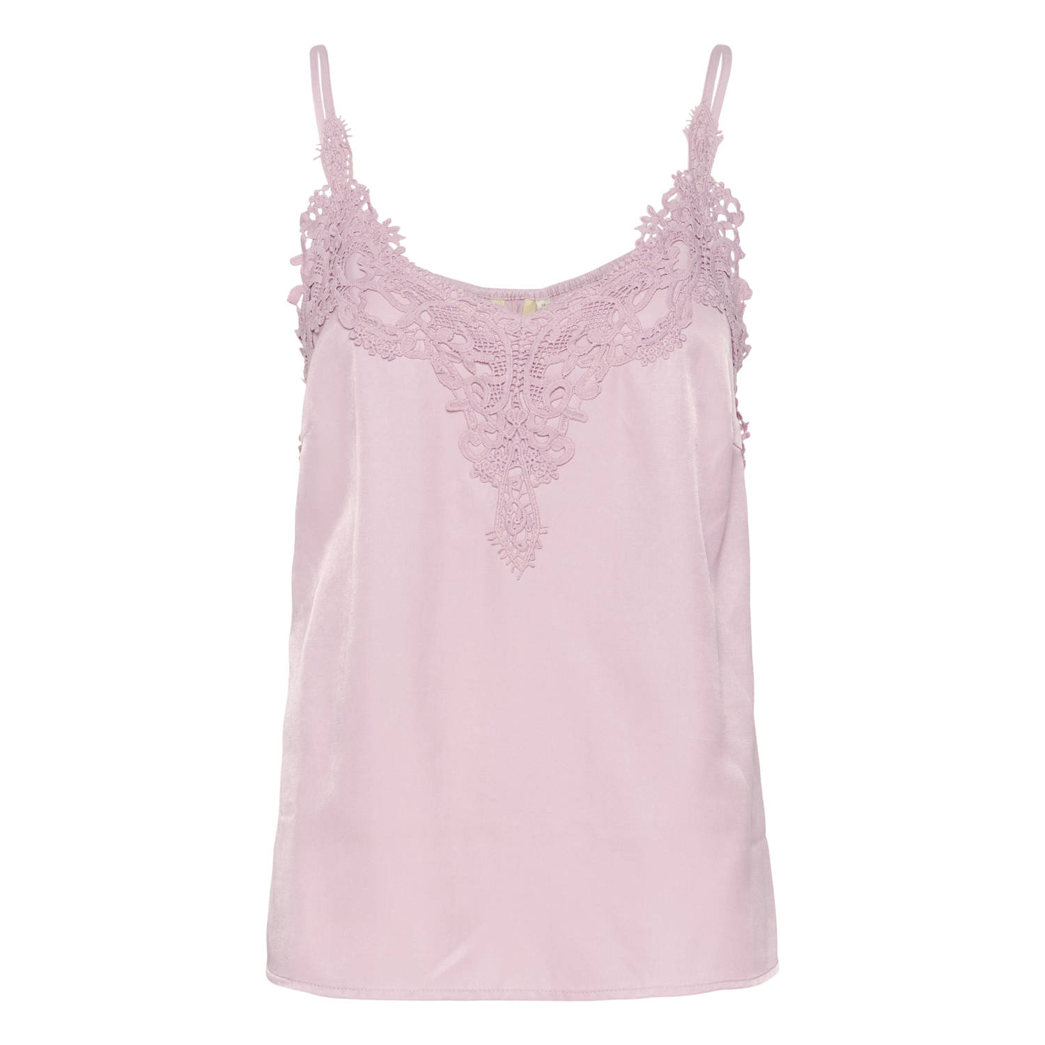 Cream singlet met kant licht roze