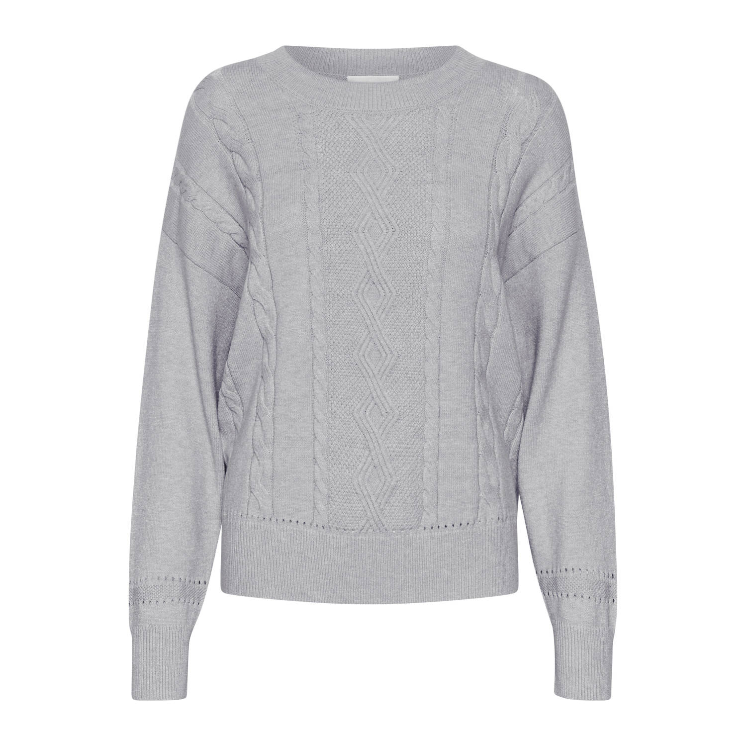 Cream Grijs Melange Gebreide Pullover Trui Gray Dames