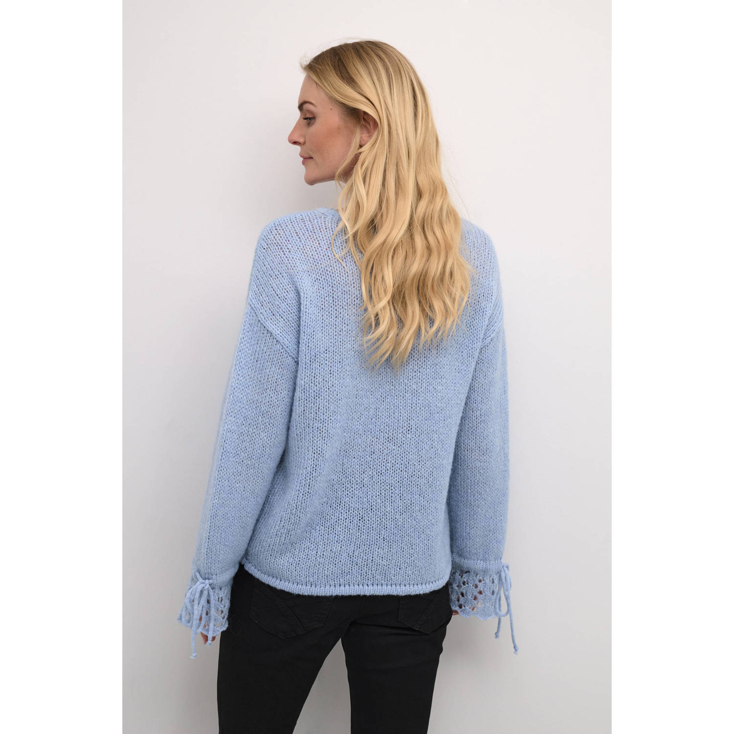 Cream gebreide trui CRNiso blauw