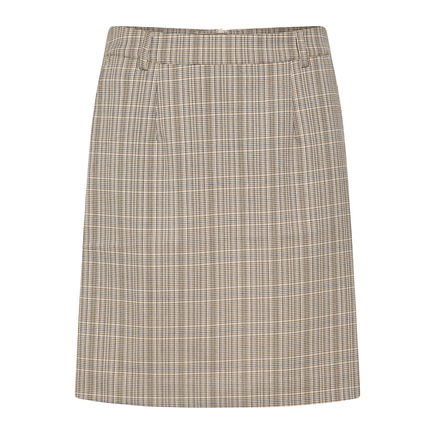 Cream Ancient Scroll Check Rok Beige Dames