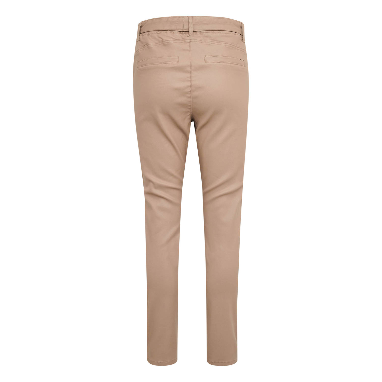 Cream imitatieleren slim fit broek beige