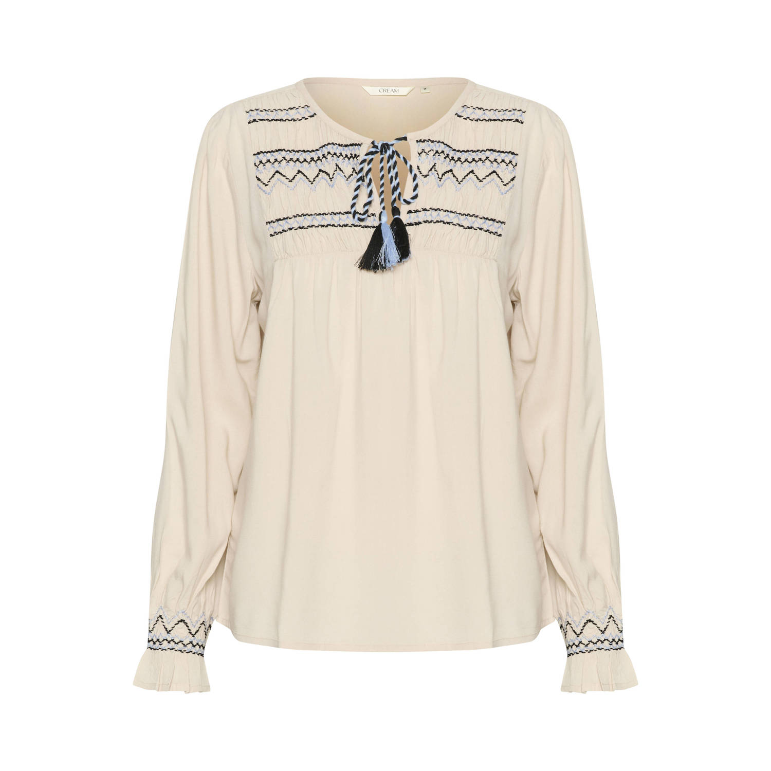 Cream Vrouwelijke Blouse met Geborduurde Details Beige Dames