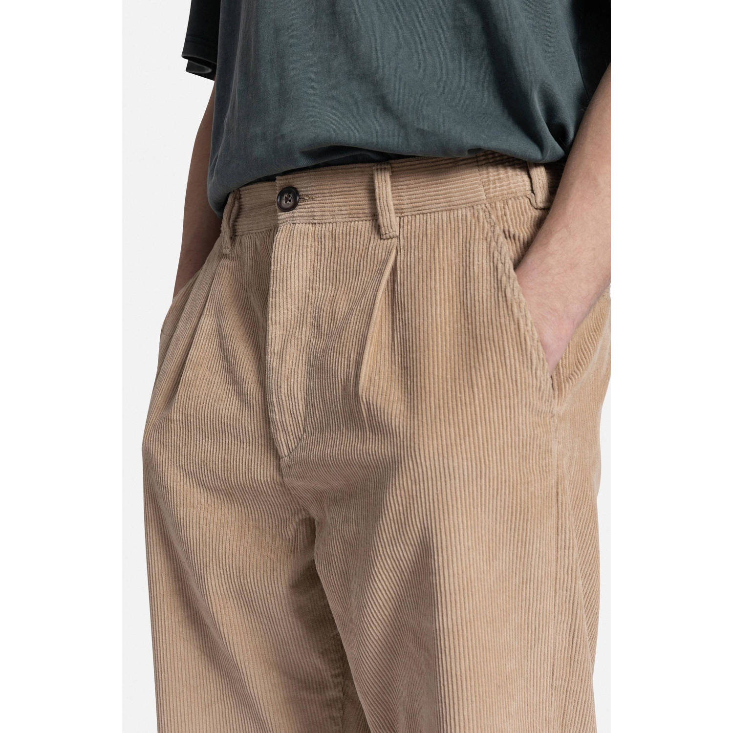 Redefined Rebel corduroy loose fit broek RRJohn travertine