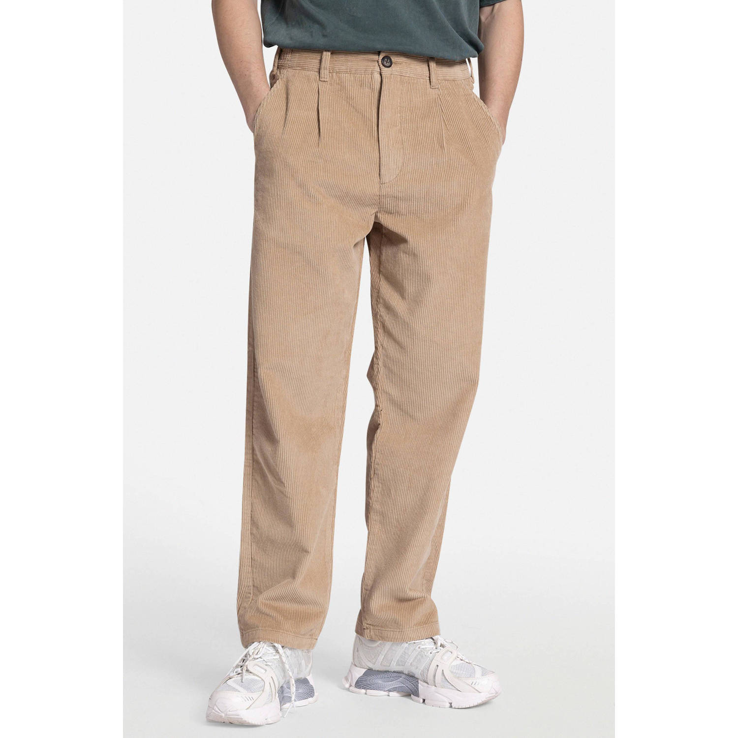 Redefined Rebel corduroy loose fit broek RRJohn travertine