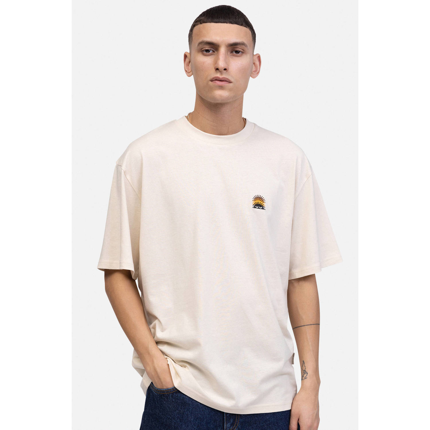 Redefined Rebel oversized T-shirt RRLucas met printopdruk white smoke